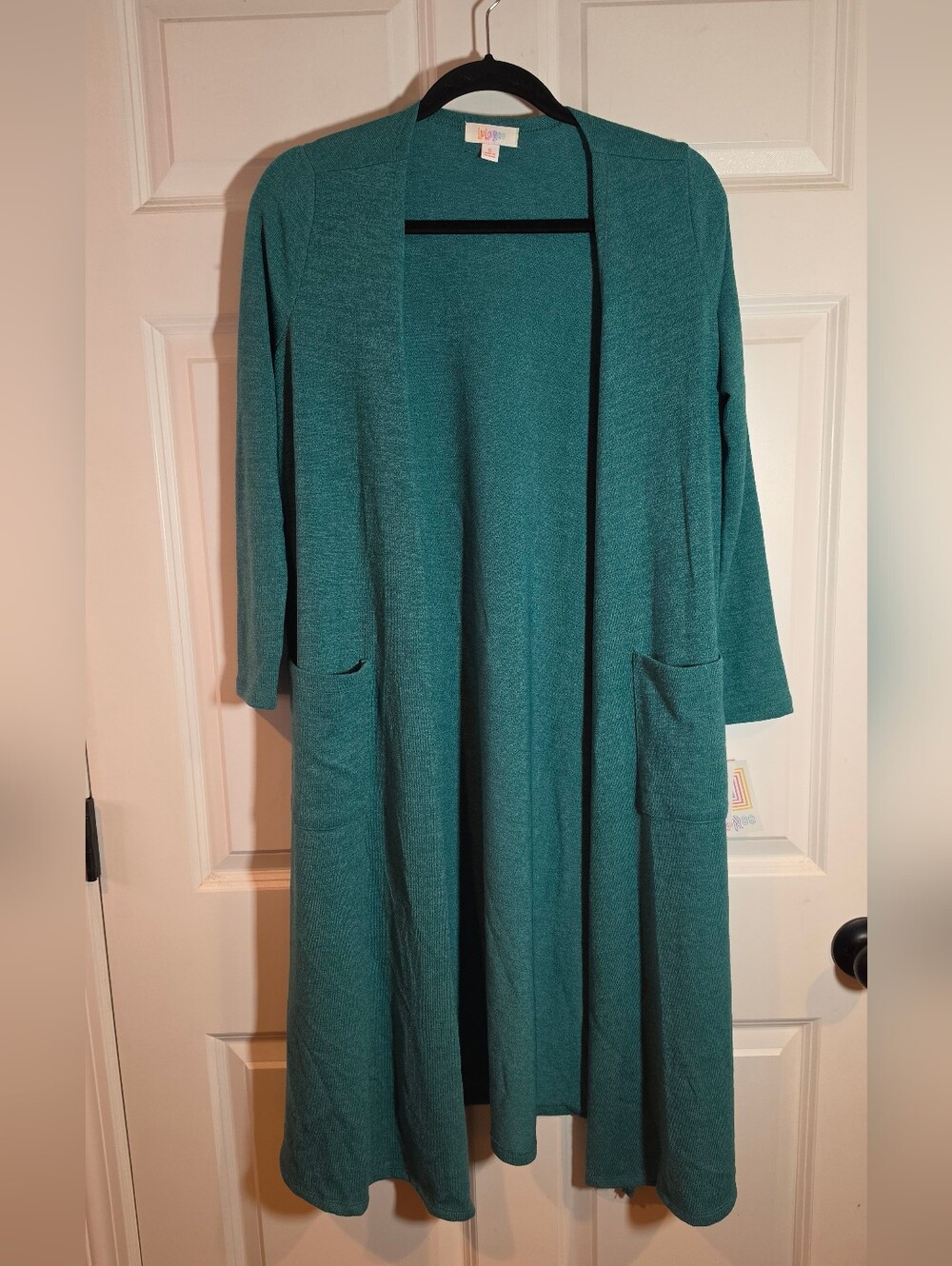 NWT Lularoe Teal Green Open-Front Long Cardigan Pockets S
